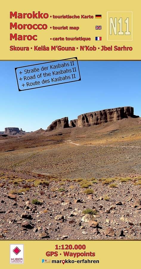 N11: Skoura - Kelâa M’Gouna - N’Kob - Jbel Sarhro + Straße der Kasbahs II 1:120.000 + GPS-Waypoints - A. + B. Conrad