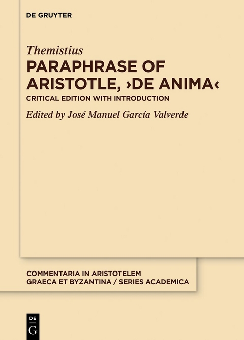 Paraphrase of Aristotle, &rsaquo;De anima&lsaquo; - 