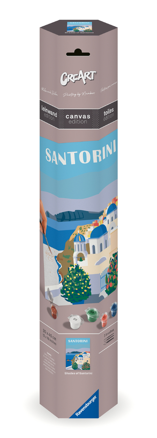 CreArt, Malen nach Zahlen Canvas Leinwand - Farbenfrohes Santorini