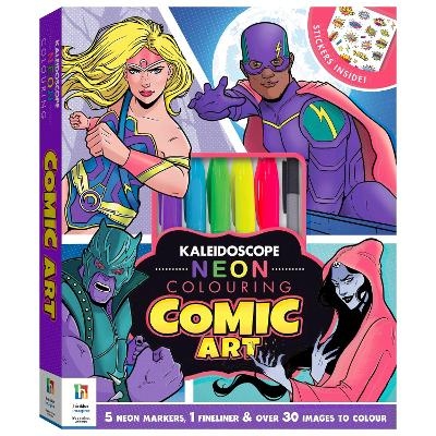 Kaleidoscope Neon Colouring Kit: Comic Art - Hinkler Pty Ltd