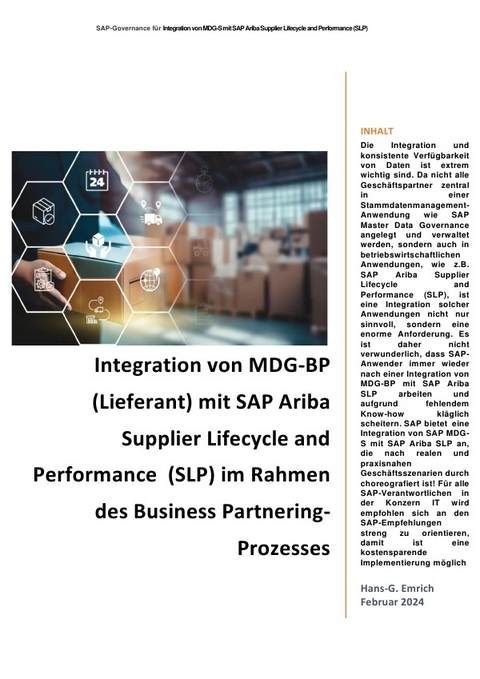 Handbuch für die Integration von MDG-BP (Lieferant) mit SAP Ariba Supplier Lifecycle and Performance (SLP) im Rahmen des Business Partnering-Prozesses - Hans-Georg Emrich
