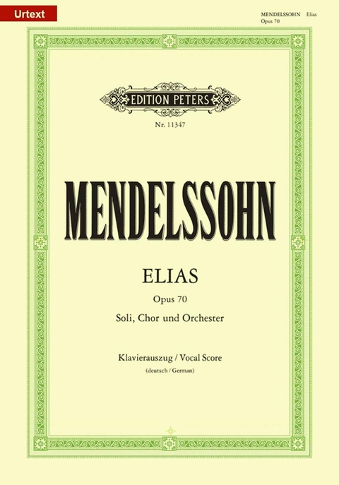 Elias op.70, Klavierauszug - Felix Mendelssohn Bartholdy
