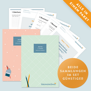 Vorteils-Set: Mathe, 7. Klasse: Wiederholung des Jahresstoffs Teil 1 + 2!