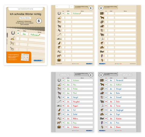 Ich schreibe W&ouml;rter richtig - Abrei&szlig;block 6 - Lernzielkontrolle - Pferde-W&ouml;rter - Katrin Langhans