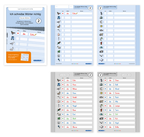 Ich schreibe W&ouml;rter richtig - Abrei&szlig;block 2 - Lernzielkontrolle - Kurze W&ouml;rter - Katrin Langhans