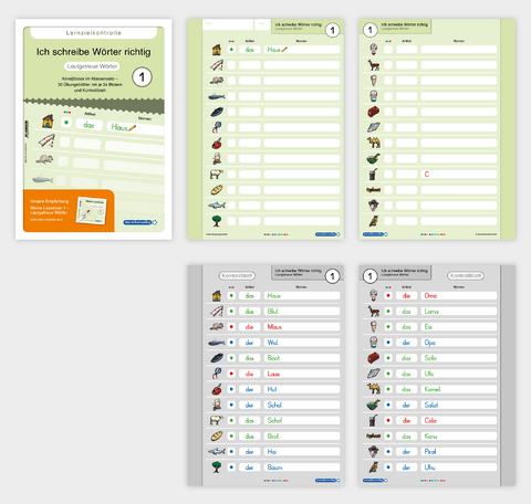 Ich schreibe W&ouml;rter richtig - Abrei&szlig;block 1 - Lernzielkontrolle - Lautgetreue W&ouml;rter - Katrin Langhans