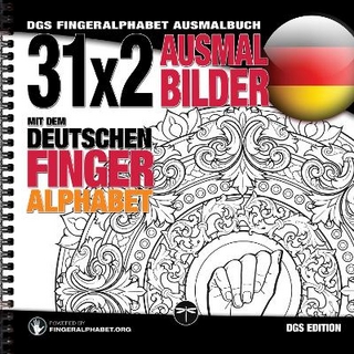 31x2 Ausmalbilder mit dem deutschen Fingeralphabet