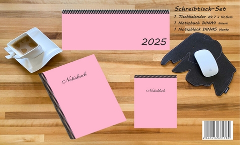 Schreibtisch-Set 2025, m. 1 Kalender, m. 1 Beilage, m. 1 Beilage, 3 Teile - 