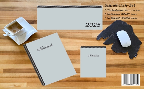 Schreibtisch-Set 2025, m. 1 Kalender, m. 1 Beilage, m. 1 Beilage, 3 Teile - 