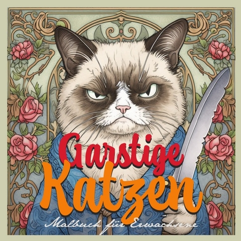 Garstige Katzen Malbuch f&uuml;r Erwachsene Graustufen - Monsoon Publishing, Musterst&uuml;ck Grafik