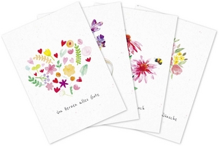 Blumensamenpostkarten - Von Herzen alles Gute - Nimm dir Zeit für dich - Herzlichen Glückwunsch - Ein Strauß voll guter Wünsche