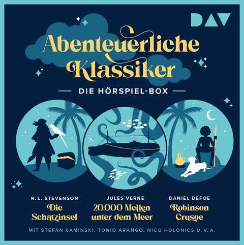 Abenteuerliche Klassiker – Die Hörspiel-Box. Die Schatzinsel, 20.000 Meilen unter dem Meer, Robinson Crusoe - Jules Verne, Robert Louis Stevenson, Daniel Defoe