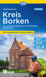Radwanderkarte BVA Kreis Borken mit Knotenpunkten und km-Angaben, 1:50.000, reiß- und wetterfest, GPS-Tracks Download, E-Bike-geeignet - 