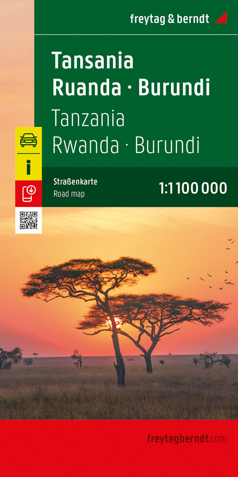 Tansania - Ruanda - Burundi, Stra&szlig;enkarte 1:1.100.000, freytag & berndt