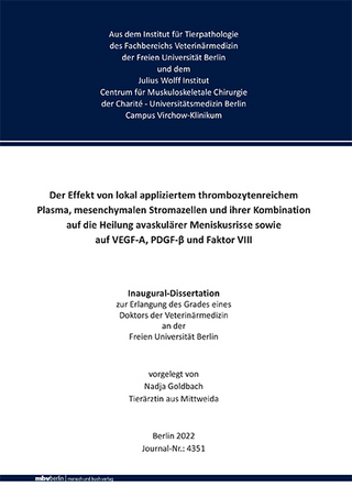 Der Effekt von lokal appliziertem thrombozytenreichem Plasma, mesenchymalen Stromazellen und ihrer Kombination auf die Heilung avaskulärer Meniskusrisse sowie auf VEGF-A, PDGF-β und Faktor VI