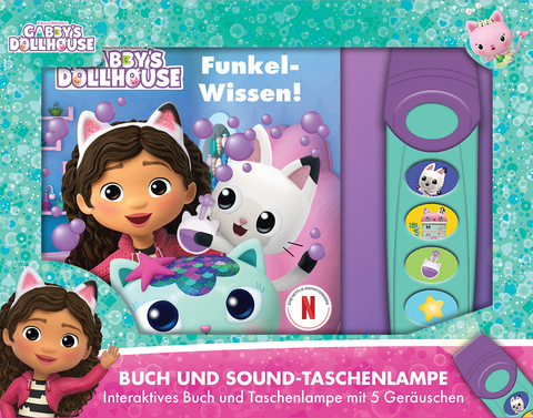 Gabby's Dollhouse - Funkel-Wissen! - Pappbilderbuch mit Taschenlampe und Glitzerseiten - Bilderbuch mit 5 tollen Ger&auml;uschen - 