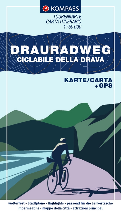 KOMPASS Fahrrad-Tourenkarte Drauradweg &ndash; Ciclabile della Drava 1:50.000