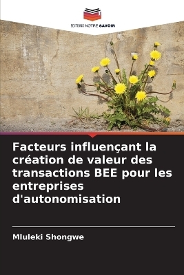 Facteurs influen&ccedil;ant la cr&eacute;ation de valeur des transactions BEE pour les entreprises d'autonomisation - Mluleki Shongwe