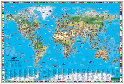 Weltkarte f&uuml;r Kinder, Schreibtischunterlage, freytag & berndt