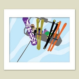 Rocky Mountain Quad Ski Lift Matted Print, 20 X 16