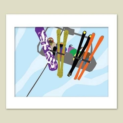 Rocky Mountain Quad Ski Lift Matted Print, 20 X 16
