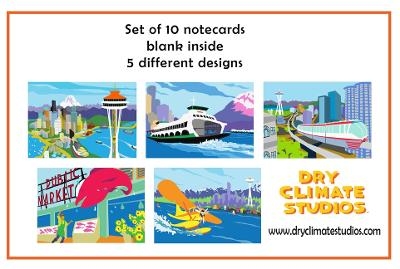 Seattle Blank Note Cards Set - Michael Schafbuch
