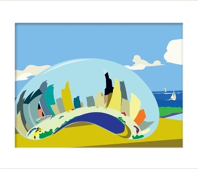 Chicago Cloud Gate Sculpture "The Chicago Bean" Matted Print: 16 X 20