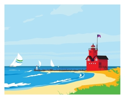 Michigan Lighthouse Art Print 11x14 - Michael Schafbuch