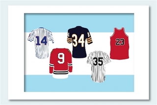 Legends of Chicago Sports Jersey Collection - Matted Print Poster, 16 X 20
