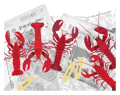 New England Lobsters on Newspaper Art Print 11x14 - Michael Schafbuch