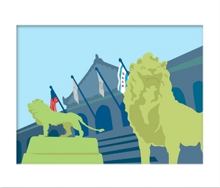 Art Institute of Chicago Lions Matted Print: 16 X 20