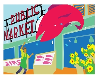 Seattle's Pike Place Market Art Print 11x14 - Michael Schafbuch