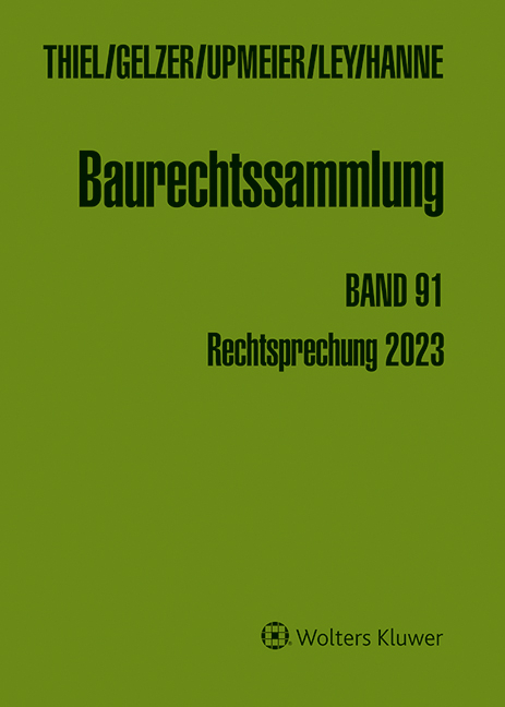 Baurechtssammlung. Rechtsprechung des Bundesverwaltungsgerichts,... / Baurechtssammlung Band 91 - 