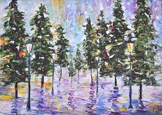 Pines in Moonlight Deluxe Boxed Holiday Cards (20 Cards, 21 Self-Sealing Envelopes)