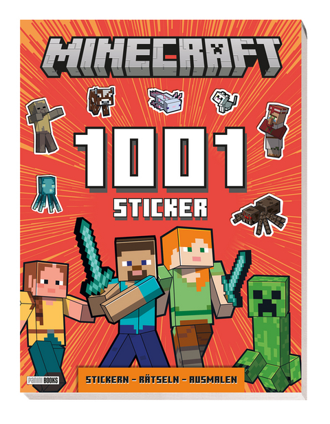 Minecraft: 1001 Sticker: Stickern &ndash; R&auml;tseln &ndash; Ausmalen -  Panini