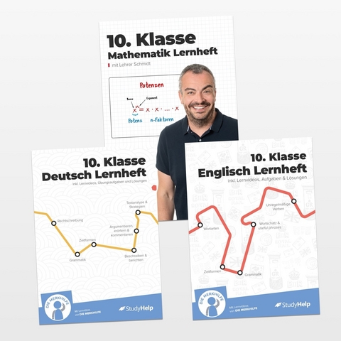 10. Klasse Hauptfächer Set komplett (Mathe, Deutsch, Englisch) / Lernheft, Übungsheft / Rechnen, Rechtschreibung, Übungen, Grammatik