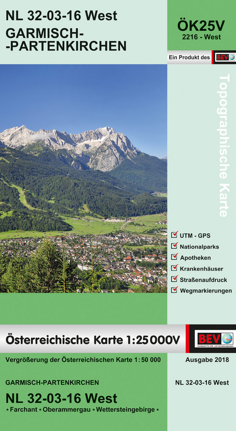 BEV-Karte 2216-West, Garmisch-Partenkirchen 1:25 000V - 