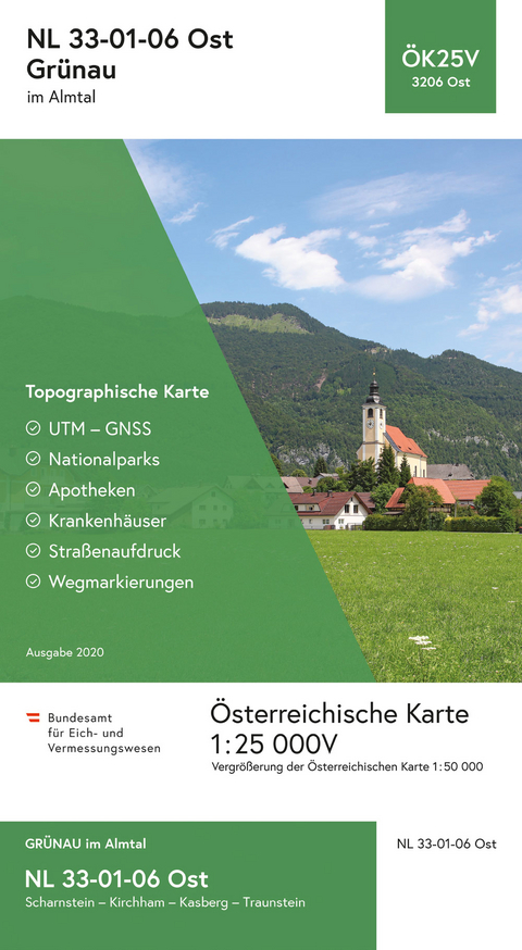 BEV-Karte 3206-Ost, Gr&uuml;nau im Almtal 1:25 000V - 