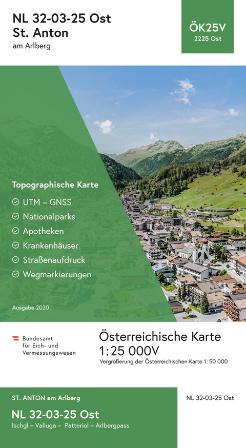 BEV-Karte 2225-Ost, St. Anton am Arlberg 1:25 000V - 