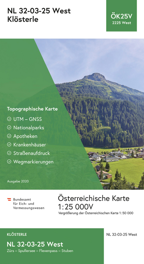 BEV-Karte 2225-West, Kl&ouml;sterle 1:25 000V - 