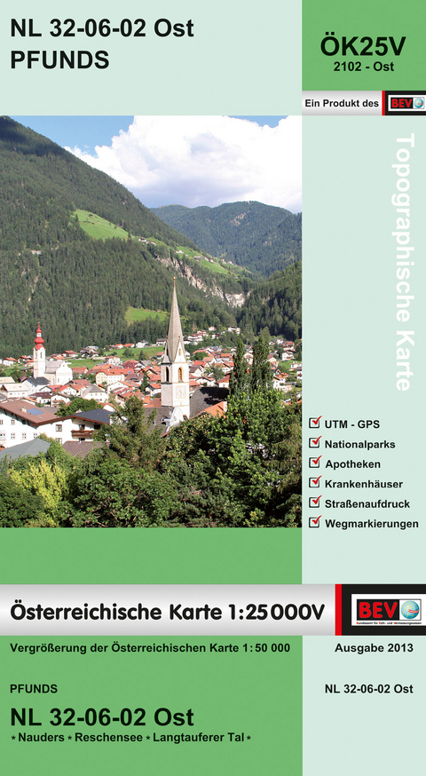 BEV-Karte 2102-Ost, Pfunds 1:25 000V - 