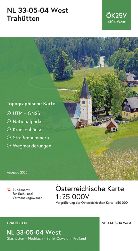 BEV-Karte 4104-West, Trah&uuml;tten 1:25 000V - 