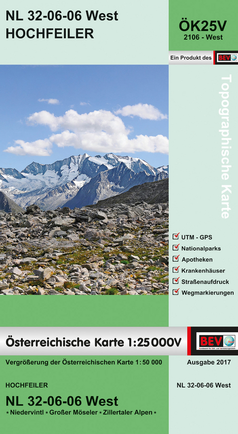 BEV-Karte 2106-West, Hochfeiler 1:25 000V - 