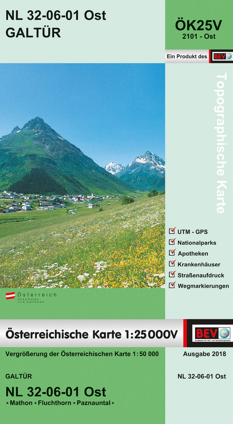 BEV-Karte 2101-Ost, Galtür 1:25 000V - 