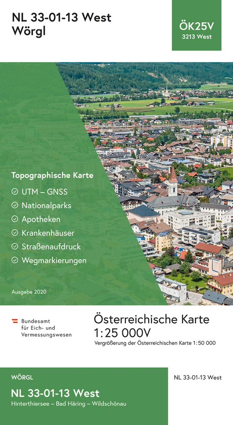 BEV-Karte 3213-West, W&ouml;rgl 1:25 000V - 