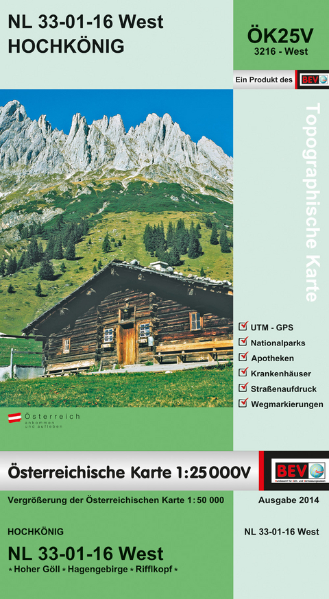 BEV-Karte 3216-West, Hochk&ouml;nig 1:25 000V - 