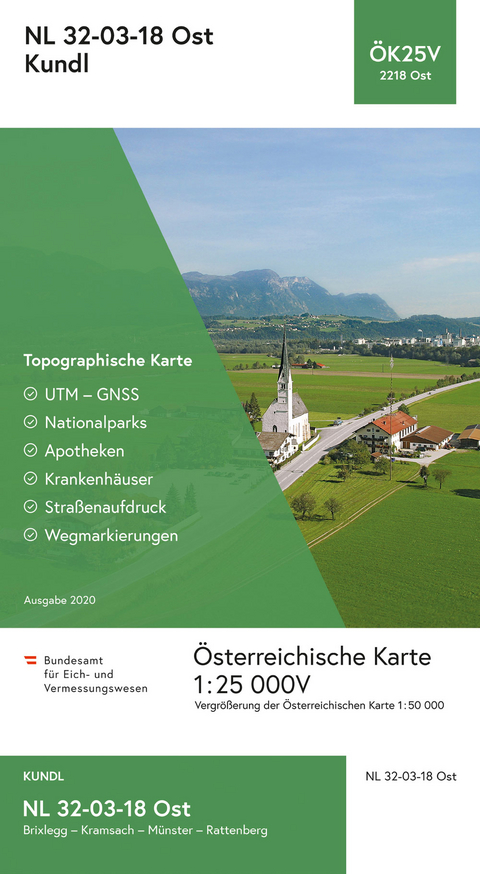 BEV-Karte 2218-Ost, Kundl 1:25 000V - 