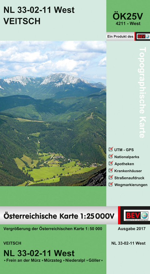 BEV-Karte 4211-West, Veitsch 1:25 000V - 