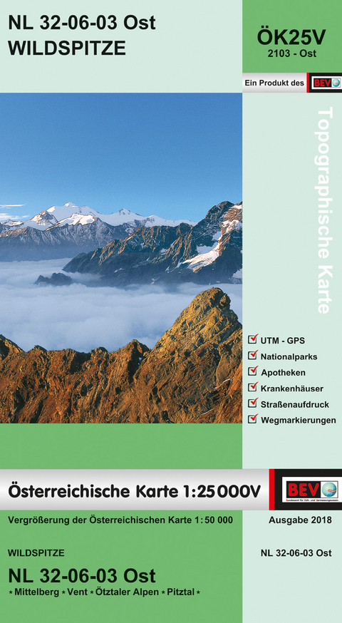 BEV-Karte 2103-Ost, Wildspitze 1:25 000V - 