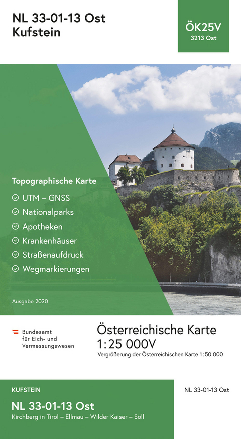 BEV-Karte 3213-Ost, Kufstein 1:25 000V - 